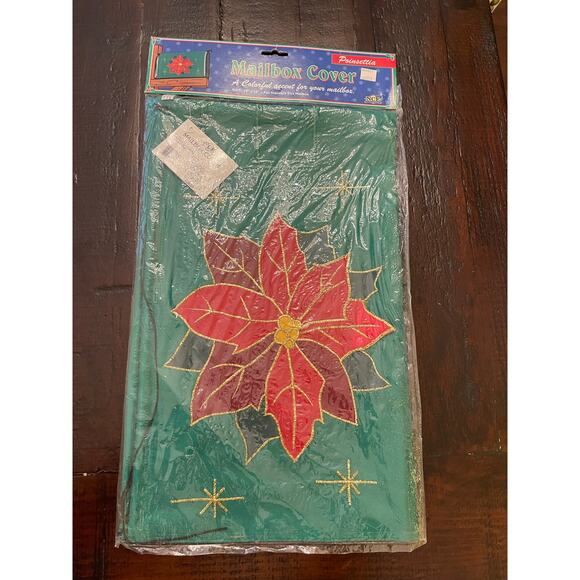 Vintage 1996 NCE Poinsettias Mailbox Cover Wrap Double Sided Christmas Holiday - Picture 1 of 4